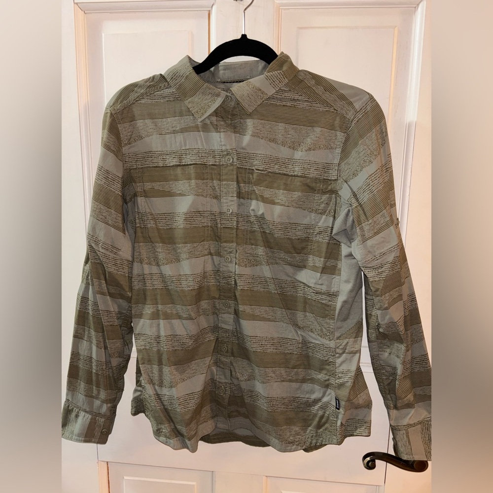 REI Lightweight Striped Shirt Jacket - Olive & Beige